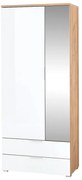 Fehér ruhásszekrény tölgyfa dekorral, tükörrel 84x196 cm Telde - Germania