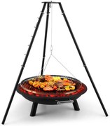 Arco Trino, forgó grill, tűzrakóhely, BBQ, háromlábú állvány, rozsdamentes acél