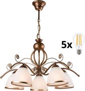 Brilagi - LED Csillár láncon ANTICO 5xE27/60W/230V bronz patina