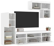 vidaXL 6 darab fehér szerelt fa fali TV-bútor LED-del