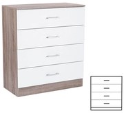 Miami komód 4 fiókos 80x92 cm fehér-yorki tölgy