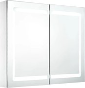 vidaXL tükrös fürdőszobaszekrény LED világítással 80 x 12,2 x 68 cm