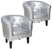 MIADOMODO Fotel készlet Chesterfield  58x71x70 cm ezüst