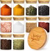 Klarstein Kerek poharak, bambusz fedél, 10 darab, mindegyik 150 ml, légmentes