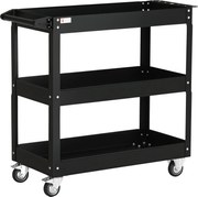 DURHAND 3 szintes műhelykocsi, üres szerszámkocsi, szállító kocsi oldalsó fogantyúval, 4 kerékkel, 150 kg-os teherbírással, acél, 83 x 35,3 x 76 cm, f