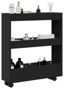 3 szintes fekete szerelt fa keskeny tárolókocsi