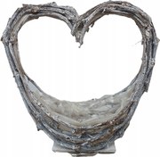 Fonott fa virágtartó, ajándéktárgy Szív Szürke 34x34 cm