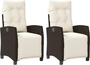 vidaXL 2 db barna polyrattan dönthető kerti szék lábtartóval