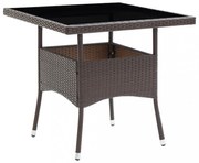 barna polyrattan kerti étkezőasztal