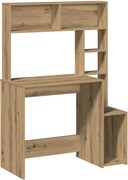 vidaXL kézműves tölgy szerelt fa íróasztal polcokkal 100x45x140 cm