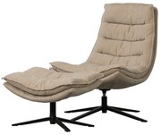 Natúr színű forgó zsenília fotel lábtartóval Kube – WOOOD