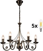 Brilagi - LED Csillár láncon STEFANO 5xE14/40W/230V fekete patina