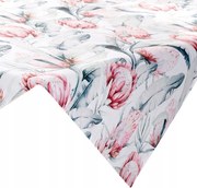 Abrosz dekoratív vízálló Garden 85x85 Eurofirany fehér, rózsaszín virágokkal