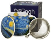 Porcelán bögre tetővel fém szűrővel díszdobozban Van Gogh Csillagos éj