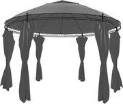 vidaXL kerek antracitszürke pavilon függönyökkel 3,5 x 2,7 m