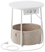 Kisasztal beépített aljzatokkal és USB-portokkal NOIRA bézs/fehér