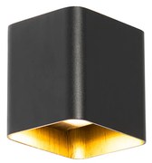 Modern fekete fali lámpa LED-del IP54 négyzet alakú - Evi