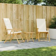 2 db bambusz összecsukható dönthető kerti szék párnával