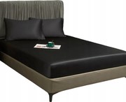 Gumis lepedő 90x200x30 cm Sima Légáteresztő Elegáns Fekete