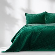 Zöld bársony steppelt ágytakaró 240x260 cm Laila – Restilo