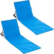 Állítható strandszőnyeg háttámlával 2 db kék