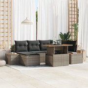 Kerti Kanapé Szett 7 Darab Szürke Rattan Kerti Sarok Kanapé