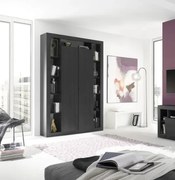 RIMINI könyves- és tárolószekrény, kétajtós – fekete kőris