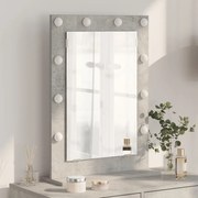 Toalett Tükör LED -es lámpákkal Beton Szürke 70 x 50 x 18 cm