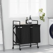 szürke sonoma mosodai kosár 2 rekeszes kerekekkel