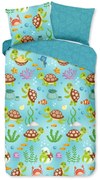 Kék egyszemélyes-hosszabbított pamut gyerek ágyneműhuzat 140x220 cm Turtles – Good Morning