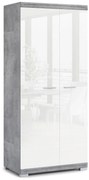 Mazzoni SIMPLE SZD2 szekrény Millenium Beton/Fehér Fényes - RUHÁSSZEKRÉNY POLCCAL ÉS RUHATARTÓ SÍNNEL