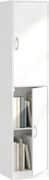 HOMCOM 5 polcos könyvespolc 2 ajtóval, állítható polcokkal | Modern állópolc 40 x 35 x 180 cm, fehér | Aosom