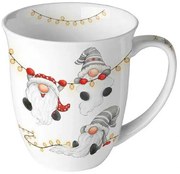 Karácsonyi porcelán bögre 0,4l Törpék fényfüzéren fehér