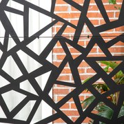 Outsunny Dekoratív Geometrikus Mintázatú Kerti Erkély Kültéri Szélvédő Panel Perforált Acél 122 x 45 x 198 cm Fekete | Aosom