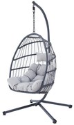 Autronic Függőszék, fém, polirattan, szürke, AZ-V1269GREY