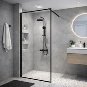Erga Paris, Beépíthető zuhanykabin 90x200 cm, fekete keretben, 8 mm-es átlátszó üveg, fekete profil, ERG-V02-PARIS-090x200-BF
