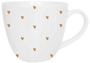 Valentin napi porcelán bögre fehér alapon arany szívek