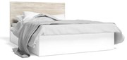 Fehér-natúr színű franciaágy tölgyfa dekorral, tárolóhellyel 140x190 cm Sahara – Marckeric