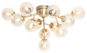 Art Deco mennyezeti lámpa bronz színű borostyán üveggel 12 lámpás - Bianca
