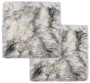 2 db sötétszürke melanzs valódi báránybőr székpárna 40 x 40 cm