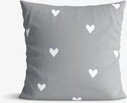Goldea pamut párnahuzat - szívecskék, szürke alapon 30 x 50 cm