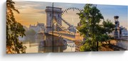 Kép - Híd a folyón, Budapest, Magyarország (órával) (90x30 cm)
