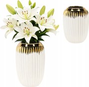 Kerámia váza Fehér-Arany 20 cm Glamour Fagyálló