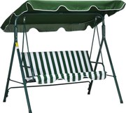 Outsunny 3-Fős Kültéri Kerti Hintaágy Állítható Napernyővel és Acélkerettel Erkélyhez, Teraszhoz, Patiohoz - Teherbírás 240 kg 172x110x153 cm, Zöld Cs