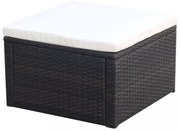 Barna polyrattan ottomán zsámoly 53x53x30 cm