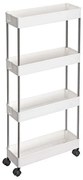 SongmicsHome SLIM görgős polc, 4 szintes, 13,5x40x86cm, fehér