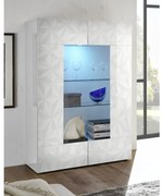 PRISMA Fehér Üveges szekrény 2 ajtós 121cm