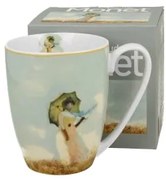Porcelán bögre 360 ml dobozban Monet Hölgy esernyővel