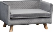 PawHut Kutya Kanapé Fa Lábbal - Kisállat Ágy Kis Kutyáknak 8 kg-ig, Gelázzal Tömött Szürke 64 x 45 x 36 cm | Aosom