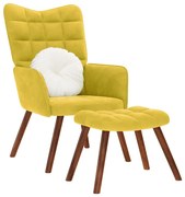 sárga bársony pihenőfotel zsámolynal